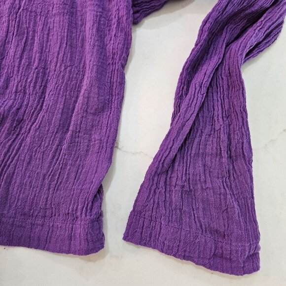 NEW Bryn Walker Isabella Aurora Gauze Top Jacket 3X Purple Cotton Tie Front Boho - Picture 6 of 15